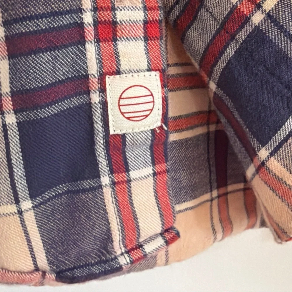 Marine Layer Shirt Mens Small Multicolor Plaid Flannel Cotton Pleated Button Up - Picture 3 of 8